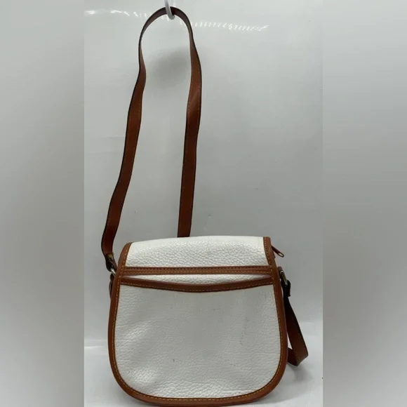 Dooney & Bourke Womens White Brown Leather Inner Divider Zipper Crossbody Bag - Picture 2 of 4